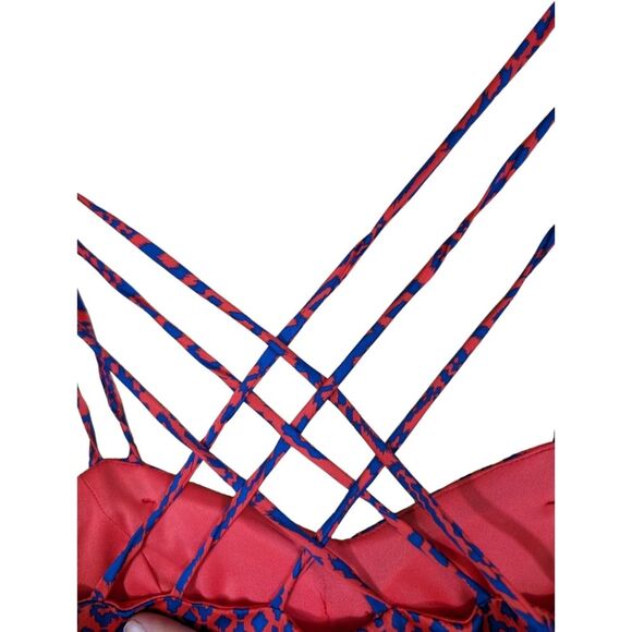 B Darlin dress orange blue strappy shirt fit & flare Aztec geometric 5 6 - Picture 5 of 6